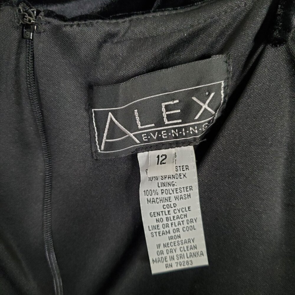 Alex Evenings Size 12 Dress Slip Gown Velvet Spaghetti Strap Evening Back Slit - Picture 4 of 15